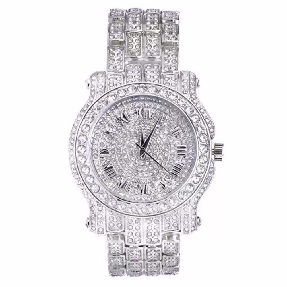 Men's White Gold Iced Out Diamond Luxury Watch NEW - Picture 3 of 4
